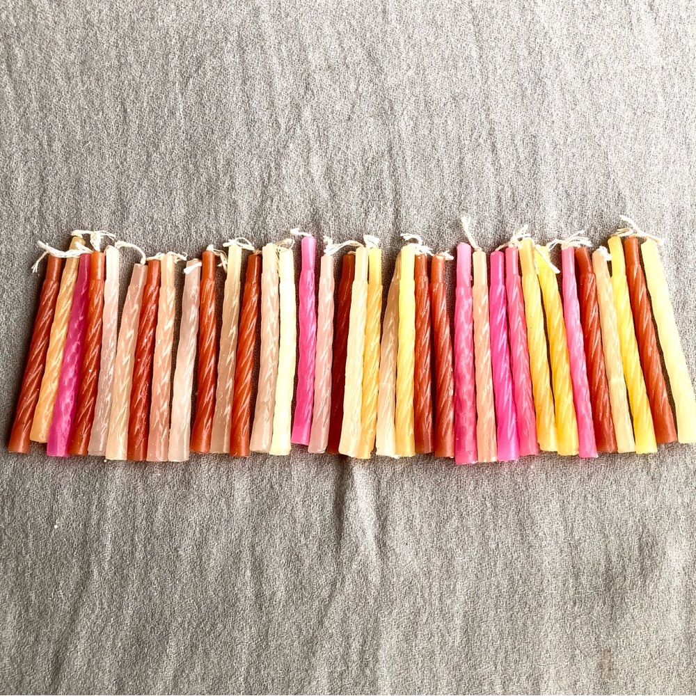 Tiny taper candles. 5” long. Lot.